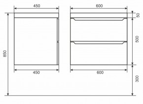 Тумба под раковину Uperwood Tanos 60 см, подвесная, белая/графит в Асбесте - asbest.mebel24.online | фото 6