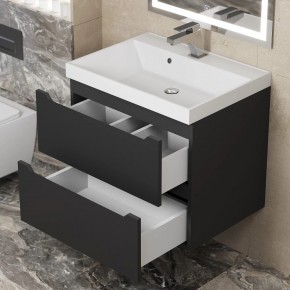 Тумба под раковину Uperwood Tanos 60 см, подвесная, черная матовая в Асбесте - asbest.mebel24.online | фото 2