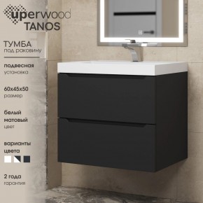 Тумба под раковину Uperwood Tanos 60 см, подвесная, черная матовая в Асбесте - asbest.mebel24.online | фото 3