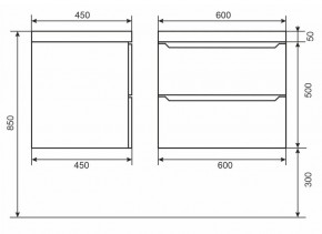 Тумба под раковину Uperwood Tanos 60 см, подвесная, черная матовая в Асбесте - asbest.mebel24.online | фото 6