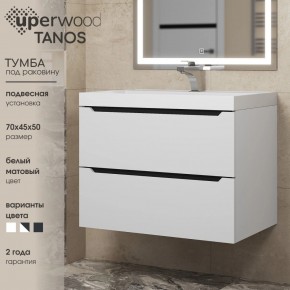Тумба под раковину Uperwood Tanos 70 см, подвесная, белая/графит в Асбесте - asbest.mebel24.online | фото 3