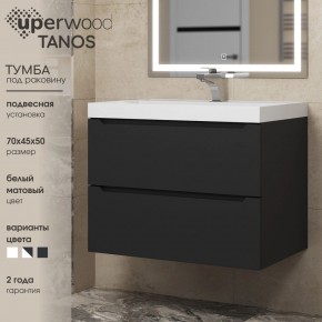 Тумба под раковину Uperwood Tanos 70 см, подвесная, черная матовая в Асбесте - asbest.mebel24.online | фото 3