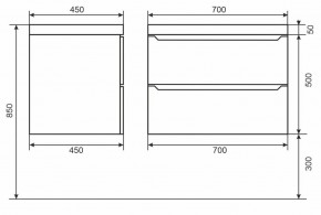 Тумба под раковину Uperwood Tanos 70 см, подвесная, черная матовая в Асбесте - asbest.mebel24.online | фото 6