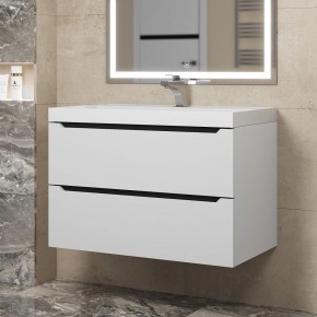 Тумба под раковину Uperwood Tanos 80 см, подвесная, белая/графит в Асбесте - asbest.mebel24.online | фото