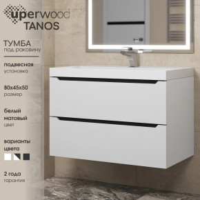 Тумба под раковину Uperwood Tanos 80 см, подвесная, белая/графит в Асбесте - asbest.mebel24.online | фото 3