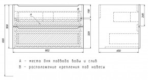 Тумба под раковину Uperwood Tanos 80 см, подвесная, белая/графит в Асбесте - asbest.mebel24.online | фото 7