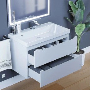 Тумба под раковину Uperwood Tanos 80 см, подвесная, белая матовая в Асбесте - asbest.mebel24.online | фото 2