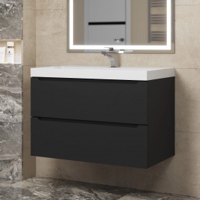 Тумба под раковину Uperwood Tanos 80 см, подвесная, черная матовая в Асбесте - asbest.mebel24.online | фото