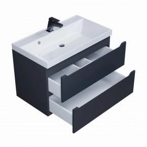 Тумба под раковину Uperwood Tanos 80 см, подвесная, черная матовая в Асбесте - asbest.mebel24.online | фото 2