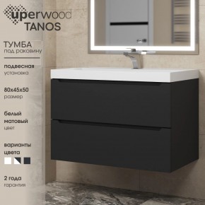 Тумба под раковину Uperwood Tanos 80 см, подвесная, черная матовая в Асбесте - asbest.mebel24.online | фото 3
