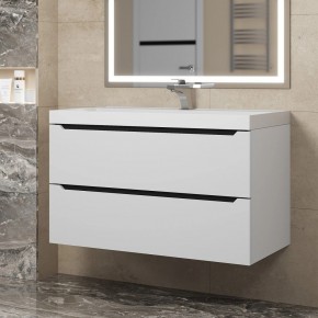 Тумба под раковину Uperwood Tanos 90 см, подвесная, белая/графит в Асбесте - asbest.mebel24.online | фото
