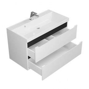 Тумба под раковину Uperwood Tanos 90 см, подвесная, белая/графит в Асбесте - asbest.mebel24.online | фото 2