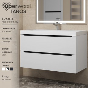 Тумба под раковину Uperwood Tanos 90 см, подвесная, белая/графит в Асбесте - asbest.mebel24.online | фото 3