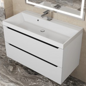 Тумба под раковину Uperwood Tanos 90 см, подвесная, белая/графит в Асбесте - asbest.mebel24.online | фото 9