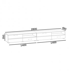 Тумба под ТВ Ларго 1,4 + Ларго 1,4, цвет корпус дуб сонома/фасады МДФ белый глянец, ШхГхВ 280х46х35 см., НЕ универсальная сборка в Асбесте - asbest.mebel24.online | фото 9