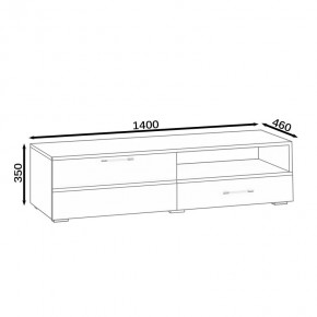 Тумба под ТВ Ларго 1,4, цвет корпус венге/фасады МДФ белый глянец, ШхГхВ 140х46х35 см., НЕ универсальная сборка в Асбесте - asbest.mebel24.online | фото 10