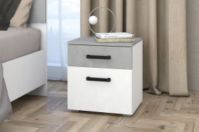 Тумба прикроватная Ева (Белый текстурный/Бетонный камень) в Асбесте - asbest.mebel24.online | фото