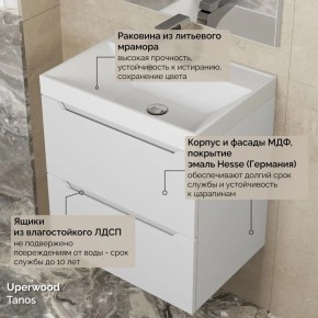 Тумба с раковиной Uperwood Tanos 50 см, подвесная, белая матовая в Асбесте - asbest.mebel24.online | фото 6