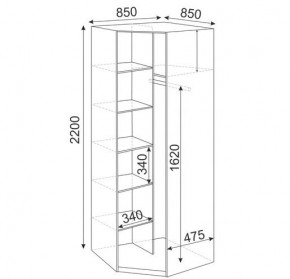 Угловой шкаф Глэдис М21 (Дуб Золото/Цемент светлый) в Асбесте - asbest.mebel24.online | фото 2