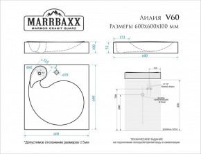 Умывальник над стиральной машиной (600*600х100) Лилия V60 (белый) с кронштейном без сифона (V60) в Асбесте - asbest.mebel24.online | фото 2