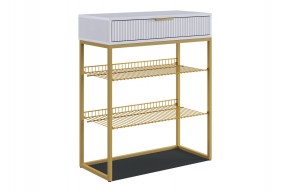 ВЕЛЬВЕТ Обувница (белое дерево/белый матовый/золото) в Асбесте - asbest.mebel24.online | фото